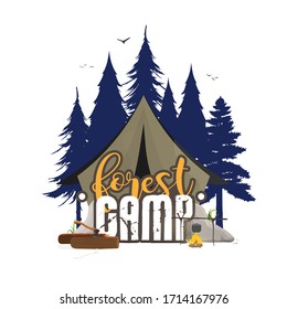 Collage On Theme Camping Forest Tent Stock Vector (Royalty Free ...