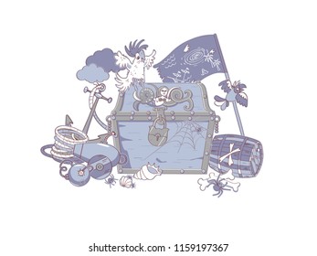Collage on the theme of pirate adventures