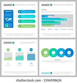 Collage of original infographic diagrams with geometric elements. Can be used for workflow layout, presentation slide, web design. Business and accounting concept with percentage and venn charts