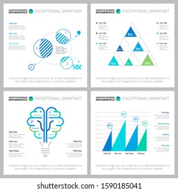 Collage of original marketing concept graphic charts. Can be used for workflow layout, report, presentation slide, web design. Business concept with percentage and venn charts