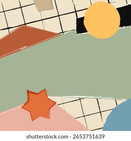 Collage paper background. Abstract background Concept from scraps on background. Torn paper in flat style. Banner for advertise product on website. Space for text. Vector illustration.