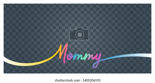 Collage of photo frame and sign Mommy vector illustration, background. Design element with blank photo frame 