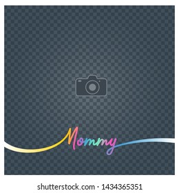Collage of photo frame and sign Mommy vector illustration, background. Blank photo frame for insertion of picture 