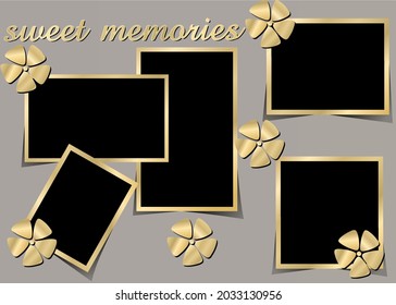 Collage photo frame template vector 