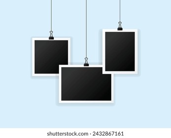 Collage Photo Frame Vector Template Illustration Set, Photo Gallery Illustration Set. Picture Collage Presentation Frame Elements.