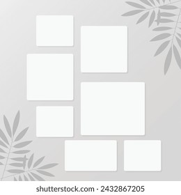 Collage Photo Frame Vector Template Illustration Set, Photo Presentation Template. Photo Frame Film Isolated, Photo Gallery Illustration Set.