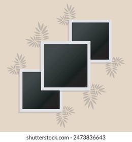 Collage Photo Frame Vector Template Illustration, Picture Collage Presentation Frame With Element, Photo Frame Film Isolated, Photo Gallery Illustration Set.