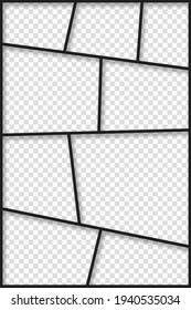 Collage, photo frame vertical, landscape with shadow. Vector illustration of a template on a transparent background.