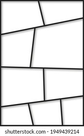 Collage, photo frame vertical, landscape with shadow. Vector illustration of a template on an isolated background.
