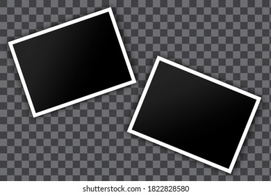 Collage of photo frames. Blank image. Empty templates. Black pictures with white frames. Vector illustration.