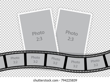 Collage of photo frames from film template ideas. Vector illustration