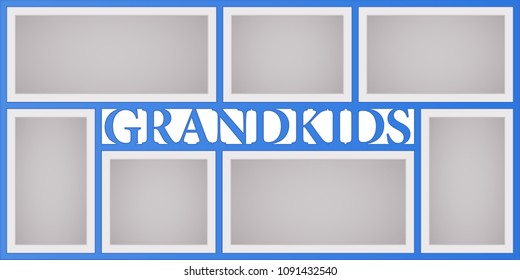 Collage of photo frames  vector illustration, background. Sign GRandkids and design element with blank photo frames with borders 