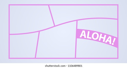 Collage of photo frames  vector illustration, background. Sign Aloha and template photo frames with borders 