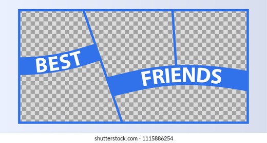 Collage of photo frames vector illustration, background. Sign Best friends with a set empty photo frames 