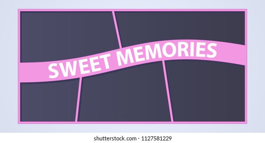 Collage of photo frames vector illustration, background. Sign Sweet memories and collection of  photo frames for insertion of pictures 