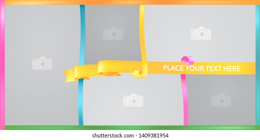 Collage of photo frames vector illustration, background. Design element with blank photo frames with borders 