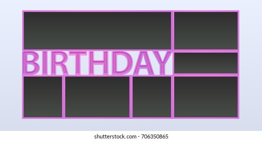 Collage of photo frames vector illustration. Sign birthday and composition of blank photo frames