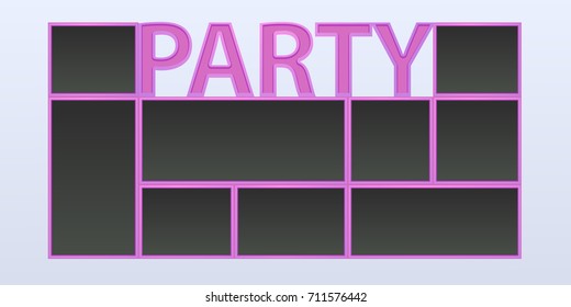Collage of photo frames vector illustration. Sign party and composition of blank photo frames