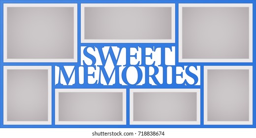 Collage of photo frames vector illustration, background. Sign sweet memories and design element with blank photo frames with borders