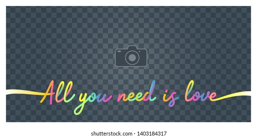 Collage of photo images vector illustration, background. Sign All you need is love and design element with blank photo frame 