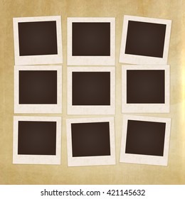 Collage photos frames on vintage background. Album template for kids, family or memories. Scrapbook concept, vector illustration.