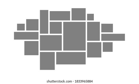 Collage for photos or images. Vector template empty frames. Creative mockup.