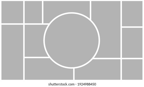 Collage for photos or images. Vector template empty frames. Creative mockup.
