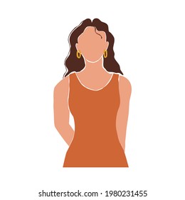 Collage portrait young woman face minimalist contemporary abstract trendy modern beauty and fashion. Female silhouette shape art posters print. Drawing art print boho style flat vector illustration.