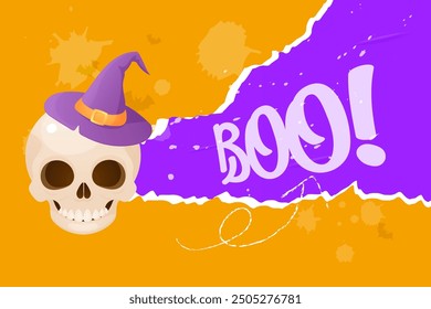 Collage poster , cartoon skull , banner vector illustration .