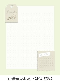 Collage reminder calendar May 2022 To do list , planner note-taking , openwork frame , stamp , ideas, plans, reminders. Vector illustration