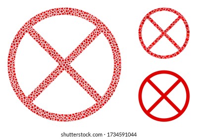 Collage Restricted icon organized from joggly spots in different sizes, positions and proportions. Vector joggly parts are organized into abstract mosaic restricted icon.