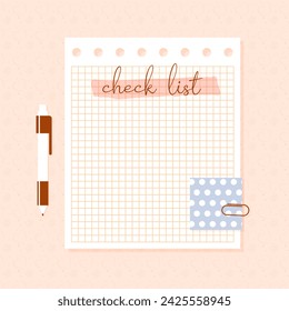 Collage scrap sheets of notebook, sticky memos, pen. Vector elements in trendy style. Contemporary illustration.