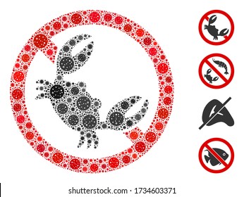 Collage seafood free organized from flu virus items in variable sizes and color hues. Vector infection items are grouped into abstract collage seafood free icon. Some bonus icons are added.