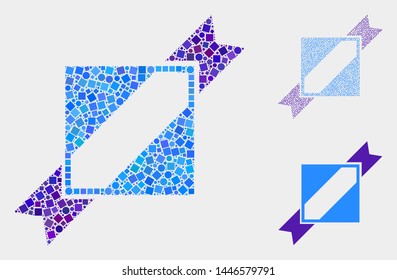 Collage Seal stamp template icon united from round and square elements in different sizes, positions and proportions.