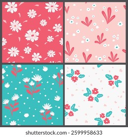 Collage seamless pattern flower set. Modern exotic design for paper, cover, fabric, Wallpaper interior decor and other users. flower and leaves pattern. 