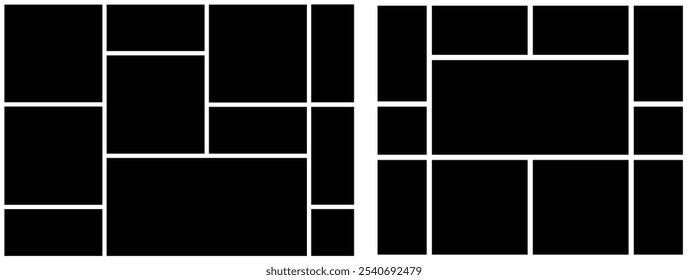 Conjunto de colagens para álbum de fotos e layout de design da Web. Padrão de textura para apresentação de exibição de imagem. plano de fundo e forma de retângulo para painel de humor de parede