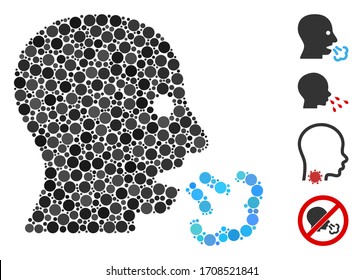 Collage Sneeze icon composed of round items in random sizes, positions and proportions. Vector round items are combined into abstract collage sneeze icon. Some bonus icons are added.