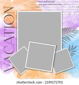 Collage Social Media Post Template. Farbiger Aquarell-Hintergrund