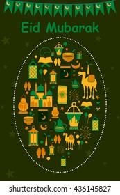 Collage style Eid Mubarak greetings background in vector