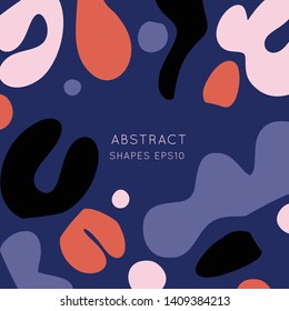 Collage style Fluid organic geometry shapes background. Modern and original textile, wrapping paper, wall art design. Social media mockup. Promotion square web banner for mobile apps. 