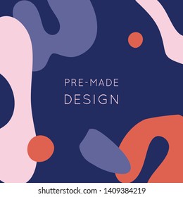 Collage style Fluid organic geometry shapes background. Modern and original textile, wrapping paper, wall art design. Social media mockup. Promotion square web banner for mobile apps. 