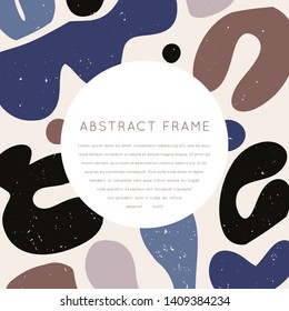 Collage style Fluid organic geometry shapes background. Modern and original Vector handdrawn isolated circle concept. Round frame premade design. Social media mockup. 