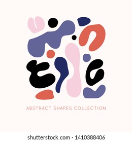 Collage style Fluid organic geometry shapes collection. Modern  wall art design. Social media mockup. Promotion square web banner for mobile apps. Design of advertising in social 
networks.