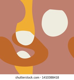 Collage style Fluid organic geometry shapes seamless background. Modern and original textile, wrapping paper, wall art design. Vector Social media mockup.