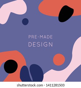 Collage style Fluid organic geometry shapes background. Modern and original textile, wrapping paper, wall art design. Social media mockup. Promotion square web banner for mobile apps.
