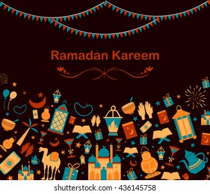 Collage style Ramdan Kareem greetings background in vector