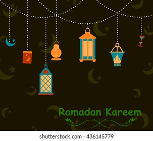 Collage style Ramdan Kareem greetings background in vector