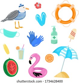 collage summer after a pandemic. vector drawing