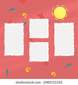 collage template, with a doodle sun background