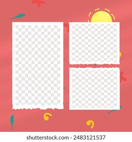 collage template, with a doodle sun background